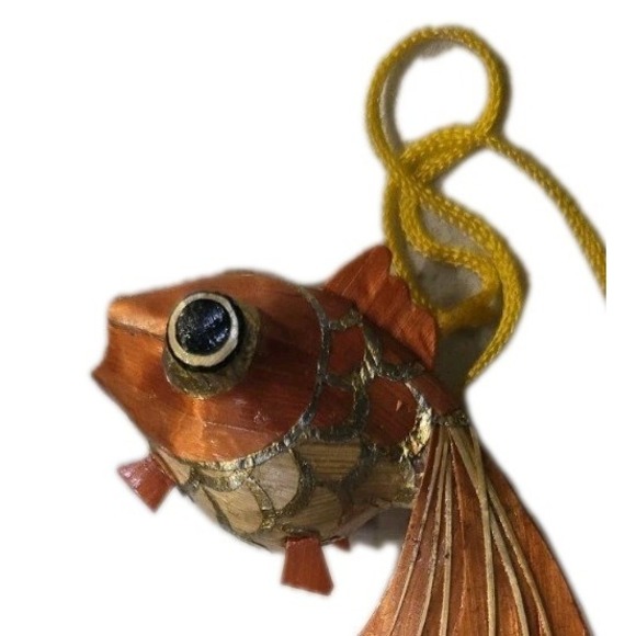 VTG NIB Metal Gold Tone Christmas Tree Ornament 3D & Gold Fish Bradford Gift Set - Picture 2 of 9